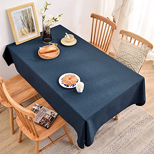 Nappe lavable bleu marine effet lin rectangulaire 90x90cm durable - 6