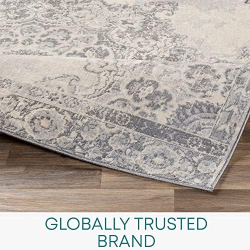 Surya Kuta Vintage Rug - Area Rugs Living Room, Hallway, Bedroom - Chic Neutral Scandi Rug, Traditional Boho Rug Style, Natural Easy Care Pile - Large Rug 130x180cm Grey and Ivory Rug