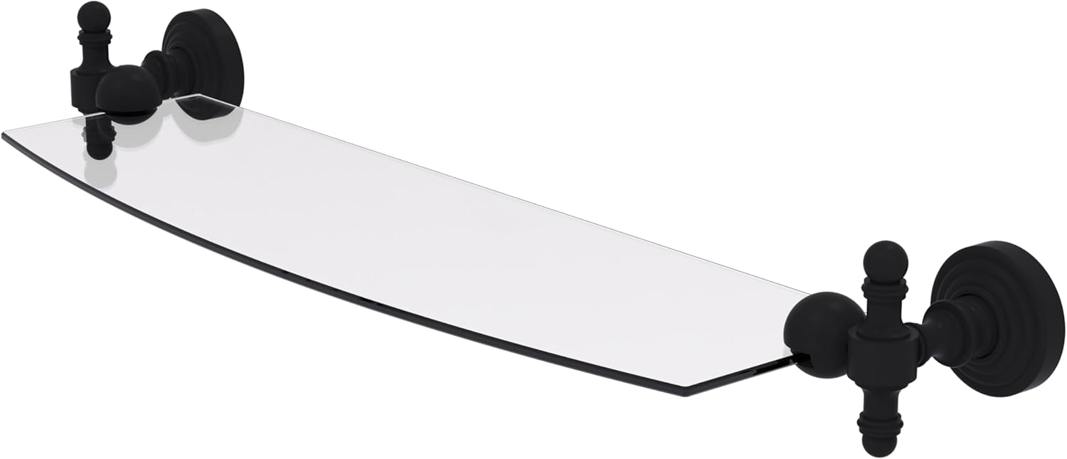 Allied Brass RW-33/18-BKM Retro Wave 18 Inch Glass Shelf, Matte Black