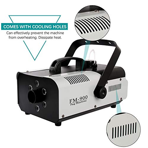 Wodesid 900W Fog Machine 6 LED Stage Smoke Machine Fogger Wireless Remote Controller for Wedding Theater Halloween Club DJ Celebration Party Weddings Stage Light Effect (900W)