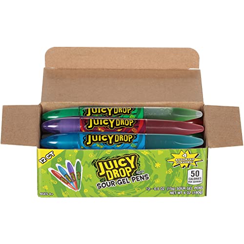 Juicy Drop Sour Gel Pen Candy Pack Of 12 - Sour Candy Variety In Assorted Fruity Flavors - Fun Sour Candy For Kid-™S Parties, Birthdays, And Celebrations - Fruity Individually Wrapped Candy #TOP7
