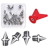 livhil 40 Pcs Track Spikes 1/4" Track Shoe Spikes Replacements, Pyramid Steel Spikes and Spike Wrenc