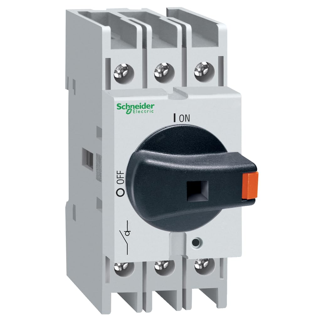 Square D by Schneider Electric VLS3P032R1 TeSys VLS Disconnect Switch for Industrial Use, 32A, 20HP at 480V AC, 3 Pole, Size 1, DIN Rail Mount