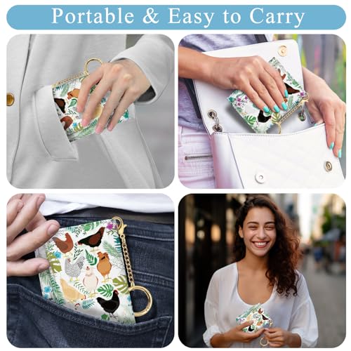 Image of Jogjam Womens Wallet, Chickens Small Slim RFID Blocking Card Wallets, Cute Trifold PU Leather Card Holder Wallet Organizer, Mini Pocket Cash Wallet with 7 Card Slots ID Window for Girls Ladies