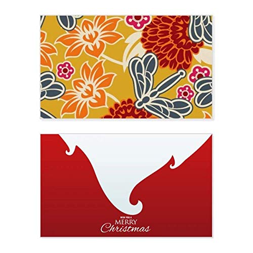 Carte de Noël vintage style asiatique avec motif fleurs japonaises