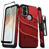 ZIZO Bolt Bundle for Moto g Play (2023) Case with Screen Protector Kickstand Holster Lanyard - Red