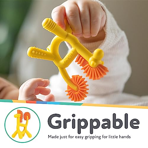 Image of Nuby Silicone Geo Zoos Teether - Giraffe Teething Toy for Babies 3+ Months - Soothes and Massages Sore Gums