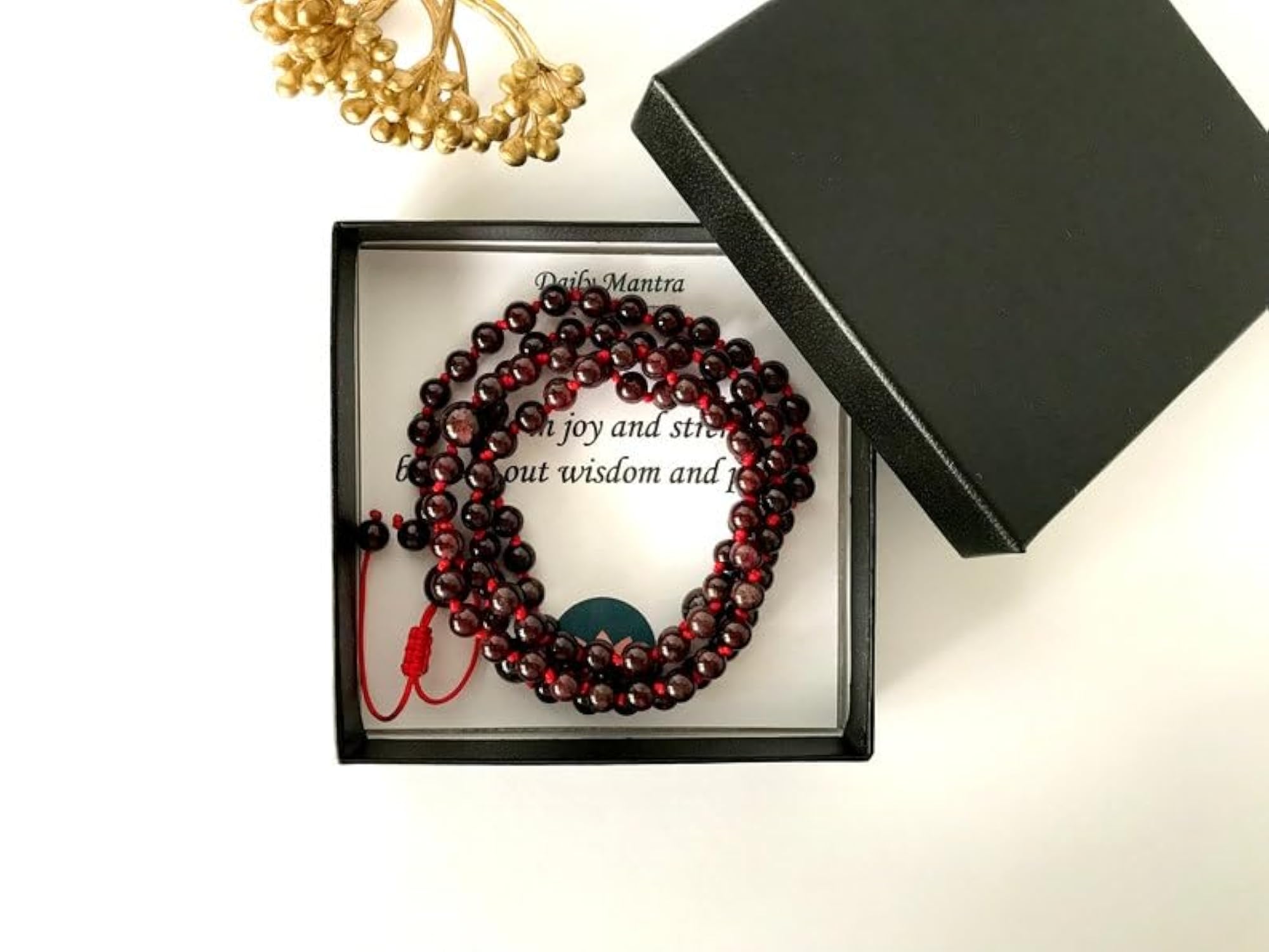 Natural Garnet 108+1 Beads Prayer Mala Necklace