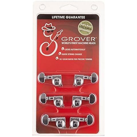 Grover 406C Rotomatic Mini 3 per Side Self Locking Machine Heads, Chrome Cover