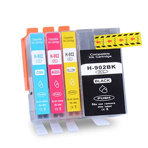 LXMATE 902 XL Remanufactured Ink Cartridges Replacement for HP Officejet Pro 6954 6958 6962 6968 6970 6978 Printer, 4 Pack