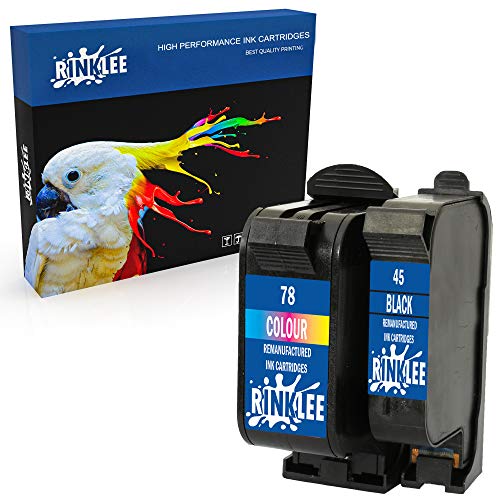 RINKLEE Remanufacturado para HP 45 78 XL Cartucho de Tinta Compatible con HP Deskjet 1280 9300 970cxi Officejet 1170 G55 G85 Photosmart 1000 1100 1115 1215 1315 P1100 Copier 180 280 | 1 Negro, 1 Color