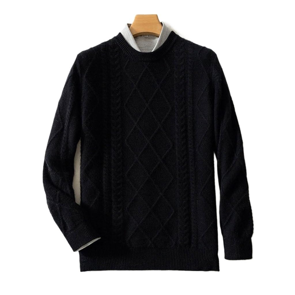 Pull en cachemire col rond pour homme pull tricoté chaud et épais grande taille 3XL