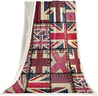 Mnsruu Retro Union Jack UK Blanket 195 x 152 cm Flannel Blankets Throw Blanket for Bedroom Living Rooms Sofa Travelling Camping, L
