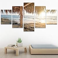 SIGNWIN 5 Panel Canvas Wall Art Palm Tree for Home Decorations Ready to Hang - 60