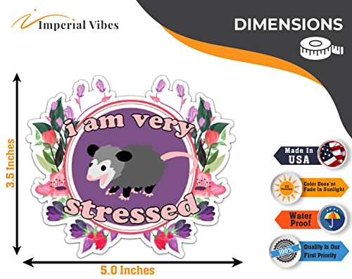 Imperial Vibes | Opossum Is Very Stressed And Cute With Flowers Sticker Outdoor Rated Vinyl Sticker Decal For Windows, Bumpers, Laptops Window Wall Cup Laptop Tumbler 2 Pack 5 Inches -Imp 28 #TOP6
