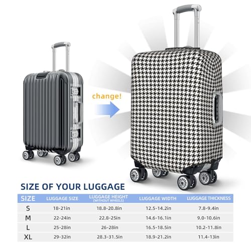 Houndstooth Black And White Print Luggage Covers For Suitcase,Elastic Washable & Stretchable Suitcase Covers For Luggage, Anti-Scratch - Fits 18-32 Inch Luggage-No Luggage Included4