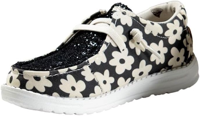 Twister Casual Shoes Girls Fabric Daisy Lace Black 446009101
