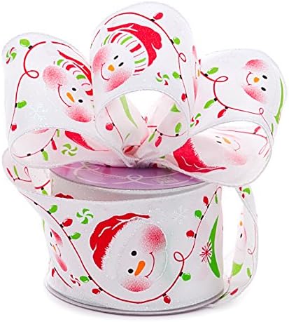 2 1/2" X 10 Yards Happy Snowmen Satin Wired Ribbon Christmas