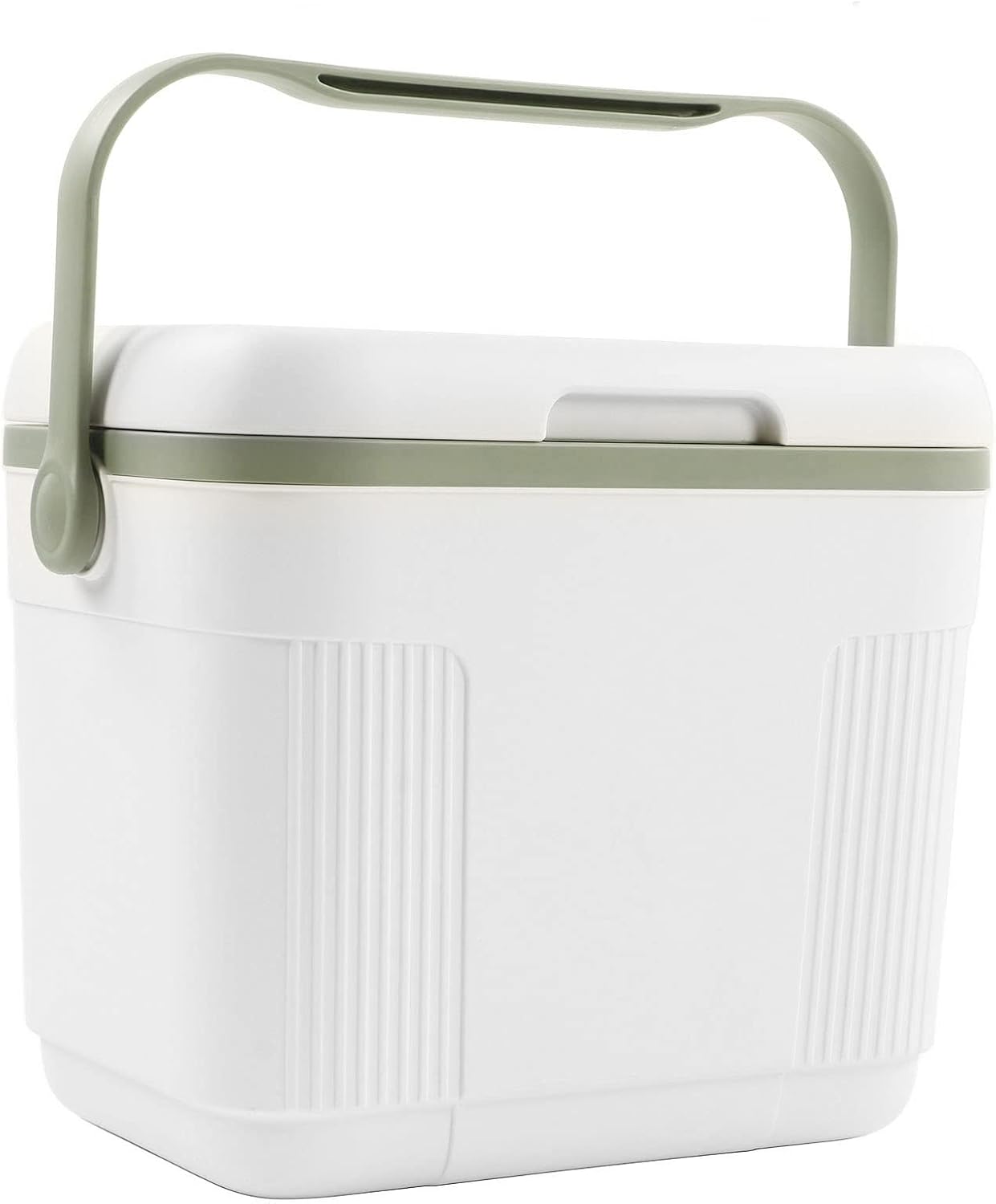 EVTSCAN 22L Portable Cooler, Camping Cooler for Food and Beverage Storage, Food Grade PP Insulation Ice Chest Box for Outdoor Picnic and Barbecue, White and Green