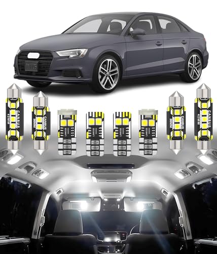 BMT xms Kit de Luces LED Interior para AUDI A3 S3 RS3 8V Saloon Sportback 2013-2020, Bombilla LED Interior para Coches y Camiones, Blanco Brillante 6000K, 13 Piezas