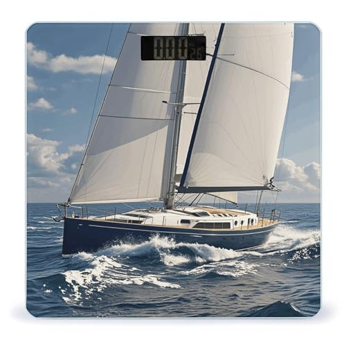 Báscula digital de baño con diseño de velero náutico
