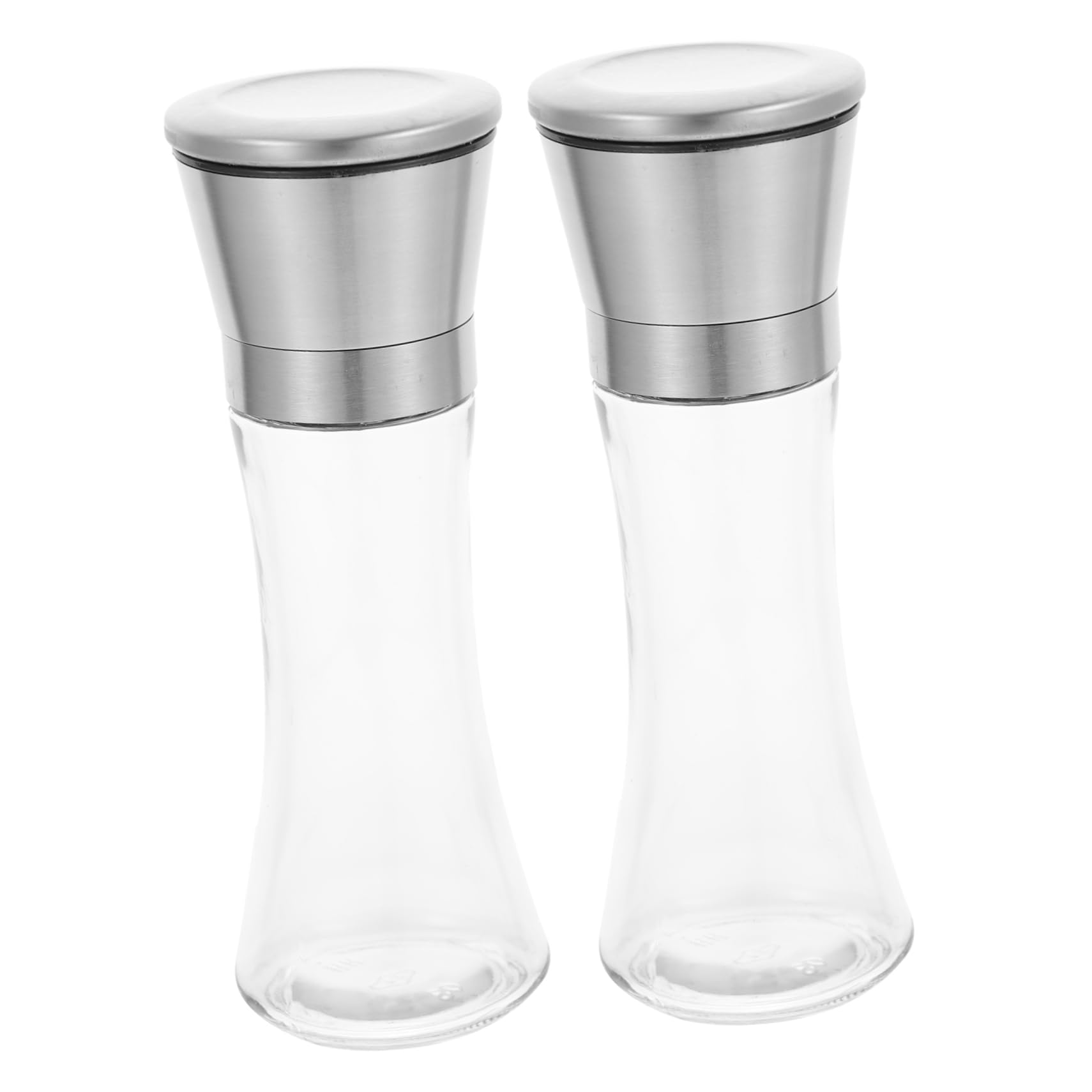 MUCKLILY 2pcs Adjustable Pepper Mill Set Manual Grinder for Salt and Spices Non Corrosive Core Skid Base for Home Kitchen Use