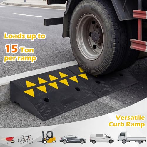 Rampa para bordillo de caucho resistente Goplus 2 piezas 15 Ton 5 in altura miniatura 4