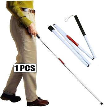 Folding Cane Blind Stick Walking Cane White for The Blind Person Visually Impaired Gadgets Collapsible Cane Mobility Stick Telescoping Canes Accessories for Blind Women Men Gifts 49 inch