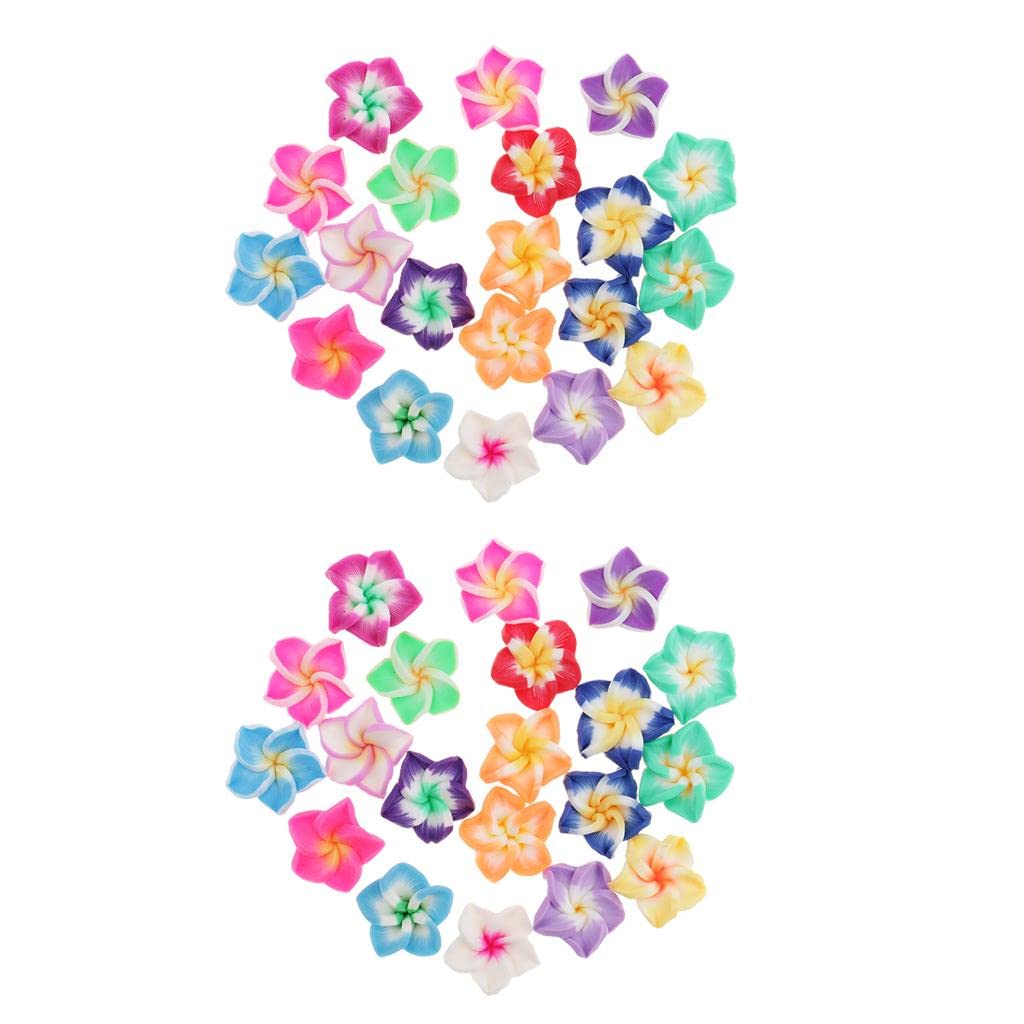 SNAPPSY 40 Pieces Mixed Color Plumeria Rubra Polymer Clay Beads for Jewelry Making-image-20