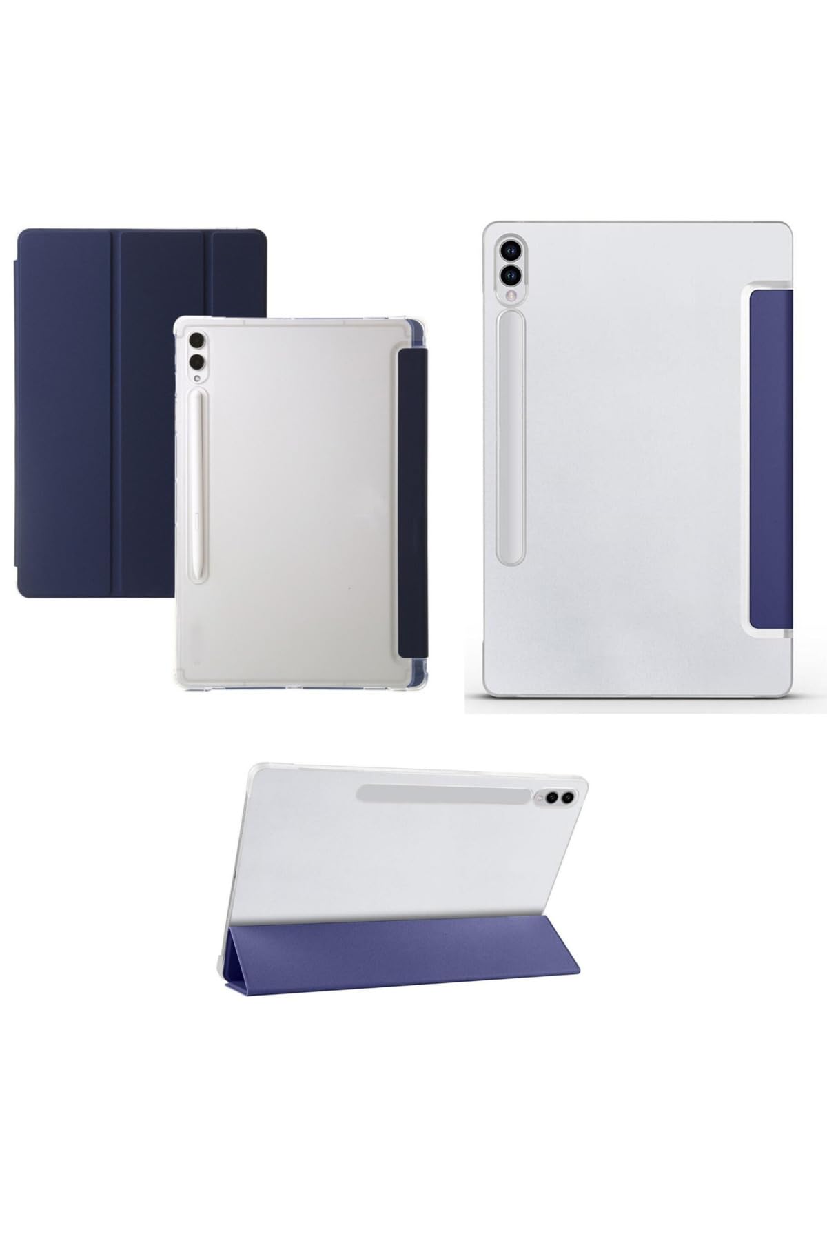 CONSTRAIN - Samsung Galaxy Tab S9 Fe Plus 12.4 ile Uyumlu Kılıf Standlı Katlanabilir Uyku Modlu Akıllı Kapak Case - Lacivert