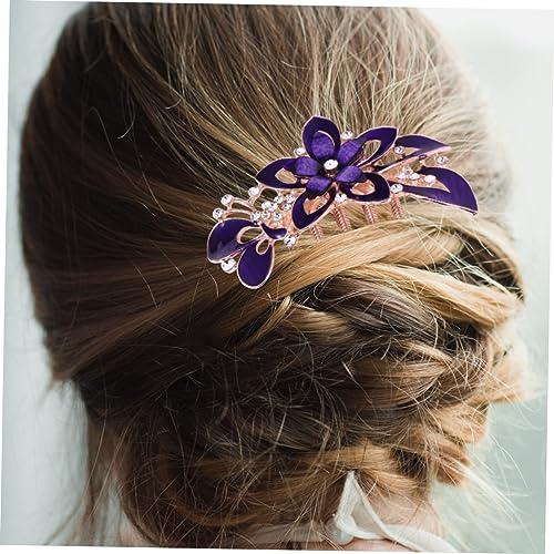 ERINGOGO 華やかでエレガントな花嫁用ヘアコーム 紫色 髪飾り パーティー 結婚式用 ヘッドドレス アクセサリー 女性向け 飾り付きコーム