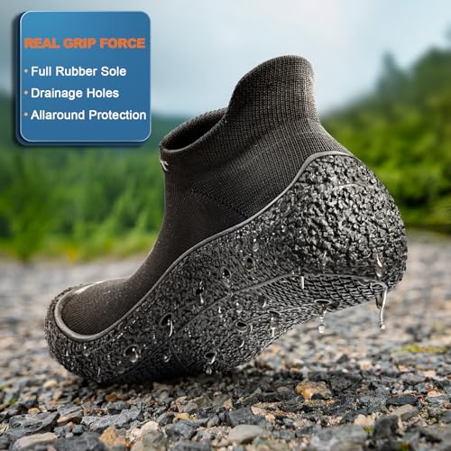 Men Water Shoes-Grip Slippers Socks Barefoot Hiking Beach Shoes for Men Women with Cushioned Insole&Drainage Sole2
