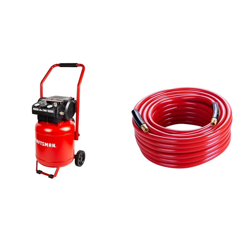 Craftsman 10 Gallon 1.8 HP 150 PSI Air Compressor Bundle with 50 ft PVC Air Hose