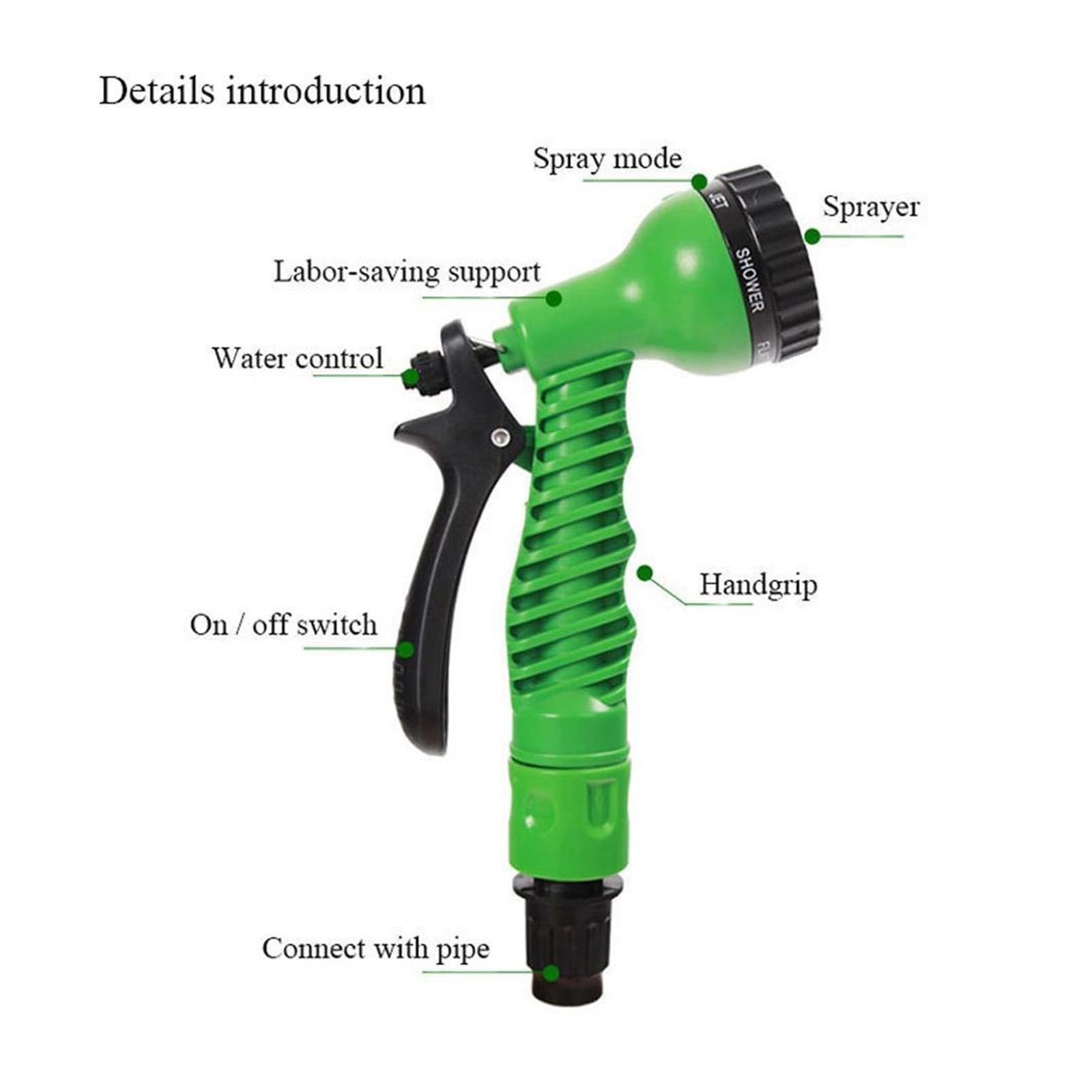 Manguera de jardín, manguera de riego extensible, manguera mágica, rociador de pistola de agua for limpieza de coches, suministros de jardín al aire libre(200FT)