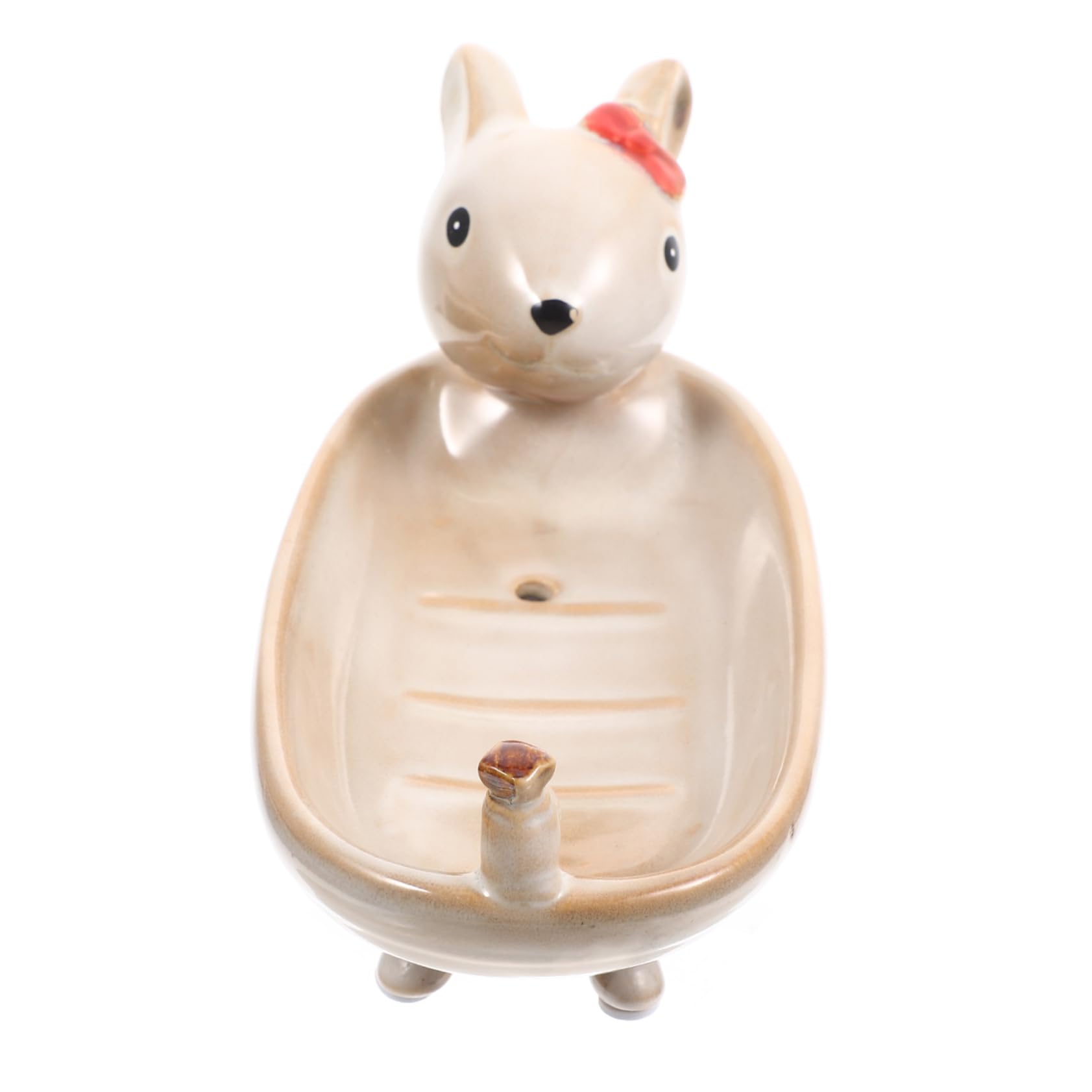 Keramik Seifenschale in Beige mit Hasenform für Bad und Dusche