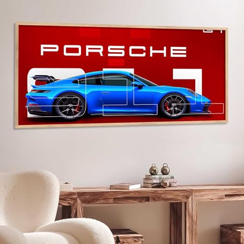 Image of kotart Big Porsche Car Framed Posters Gift Items for Boys Room Wall Decoration Bedroom Living Room Office Studio Decor | Car Poster Frame for Wall Decor Set Of 1 Size (13 x 25 inch)