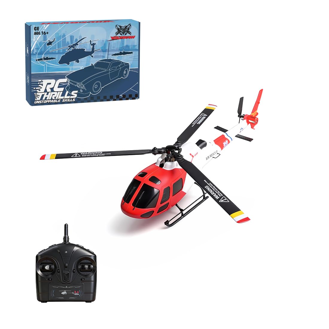 WL AS350 Ferngesteuerter Hubschrauber, 2.4G 4CH 3-Blade Flybarless Realistisches RC Hubschrauber Modell mit Barometrischer Höhenhaltung, optischer Flusspositionierung und One-Key TOL, 1