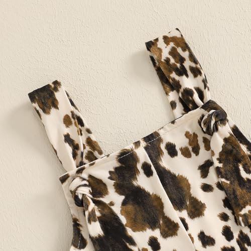 Toddler Baby Girl Cowgirl Outfit Cow Print Overalls Bell Bottom Jumpsuit Suspender Romper Pants Western Clothes4