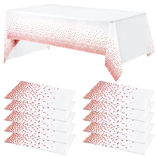 Paquet de 10 nappes en Plastique de 54 'x 108' nappes rectangulaires nappes jetables en Or Rose nappes de Table à Manger pour Les fêtes, Pique-Nique, Noël, Mariage, Anniversaire