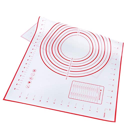 JC-Lee 2 Pieces Silicone Baking Mat Non-Slip Silicone Pastry Mat Non Stick for Fondant Rolling Dough Pie Crust Pizza and Cookies - BPA Free Easy Clean Kneading Matts -Red 16 x 24 Inches
