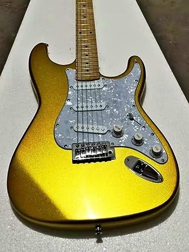 Guitare électrique dorée avec manche érable pour un jeu sans fatigue