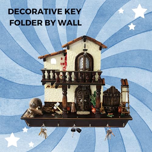 Decorative Key Holder For Wall, Rustic Wall Mounted Key Rack, Natural Wood, Painted, Handicraft, Unique Home Decor Mail Holder For Entryway, Mudroom, Hallway, Office, Living Room. #TOP2