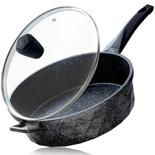 Nonstick Deep Frying Pan Skillet with Lid, 12 Inch Large Skillet,...