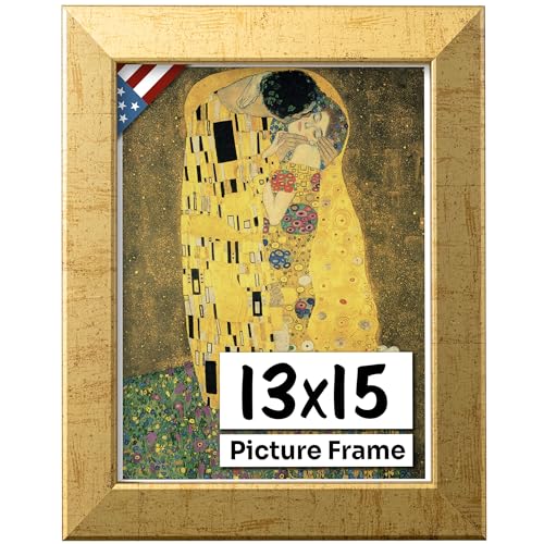 US Art Flat Antique Gold 13x15 Picture Frame - Handmade American Flat 1