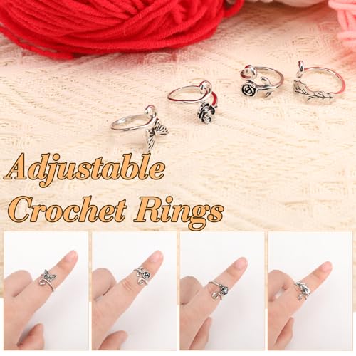 Image of Namifin Crochet Ring for Fingure Adjustable Crochet Tension Ring Yarn Tension Rings Easy Crocheting Crochet Accessories Mother Grandma Thanksgiving Presents