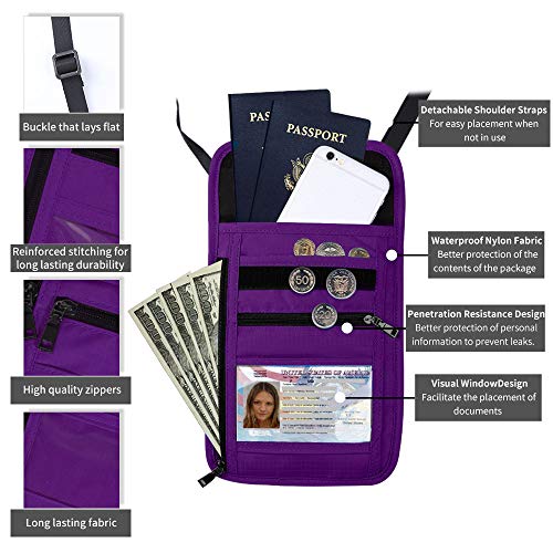 ROOSALANCE Neck Pouch Passport Holder with RFID Waterproof Multifunctional Document Organizer Visual Window Design… - Image 5
