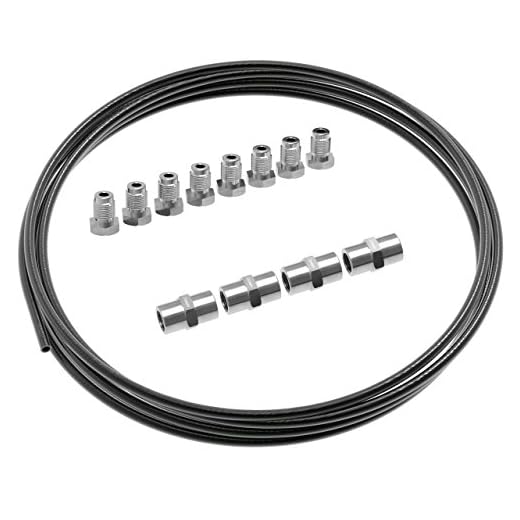 3m Tubo de Freno Ø 4,75 mm en Acero Cobreado Kit + 8 uniones roscadas + 4 conectores M10 x 1 DIN 74 234 Juego de Tubos de Frenos y Accesorios para DIN Flare F