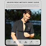 GoldFin Men Wetsuit Top, Mens Short Sleeve Wet Suit Neoprene Jacket 2mm Front Zipper Wetsuits Shirt Cold Water Swim Scuba Diving Surfing Snorkeling - Image 4