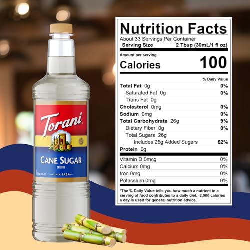Image of Torani Pure Cane Sugar Syrup 1L with Pump - Coffee, Teas & Cocktails