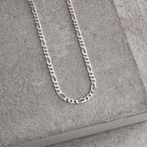 Image of TRUESILVER ACPL Italian 925 Sterling Silver 3.5MM Solid Diamond-Cut Figaro Link Chain Necklace for Women Men (16, 18, 20, 22, 24, 26 Inches)